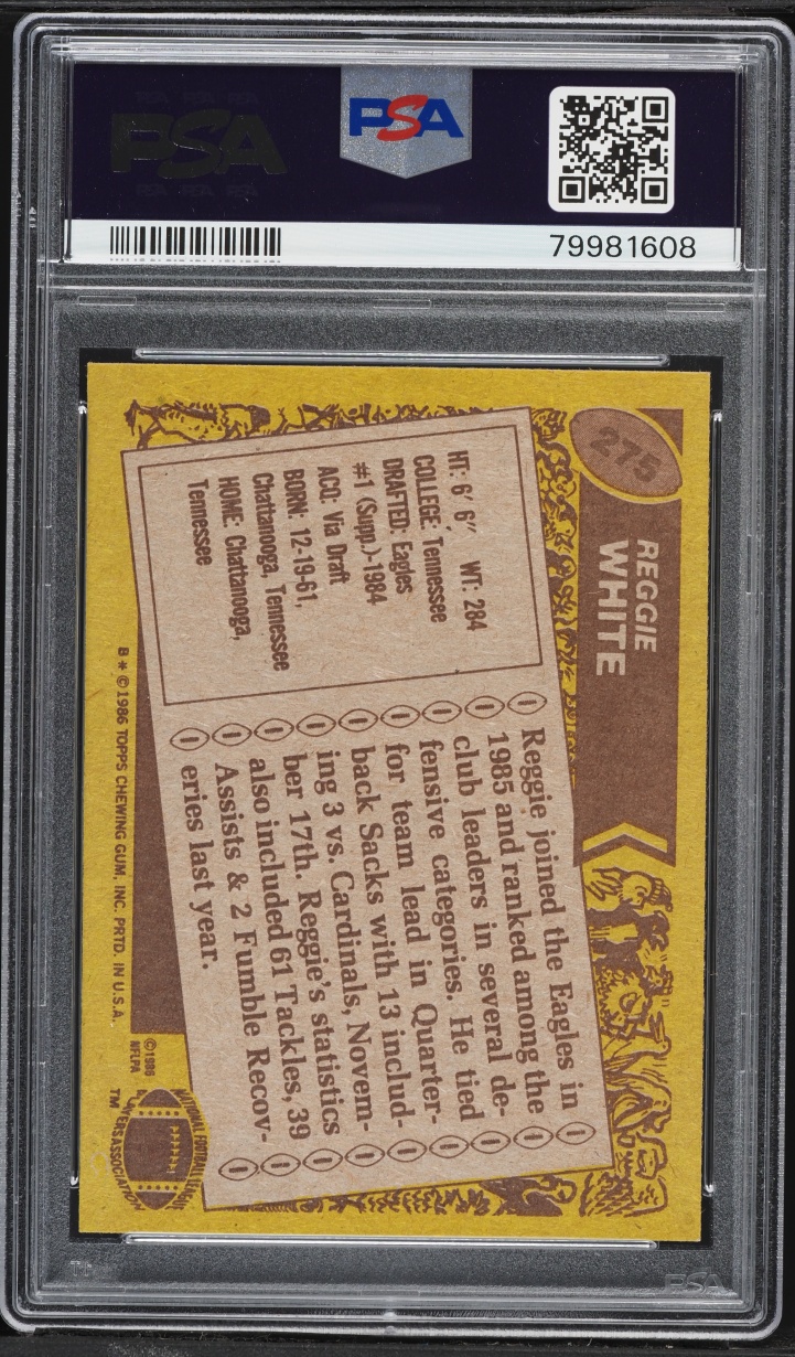 1986 Topps Football Reggie White ROOKIE #275 PSA 7 NRMT
