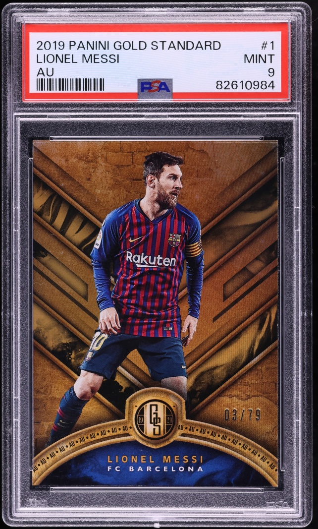 2019 Panini Gold Standard AU Lionel Messi /79 #1 PSA 9 MINT