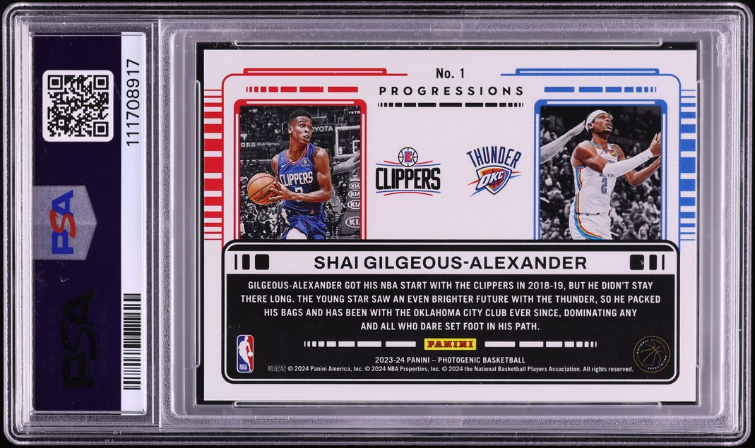 2023 Panini Photogenic Progressions Diamond Shai Gilgeous-Alexander /75 #1 PSA 10 GEM MINT