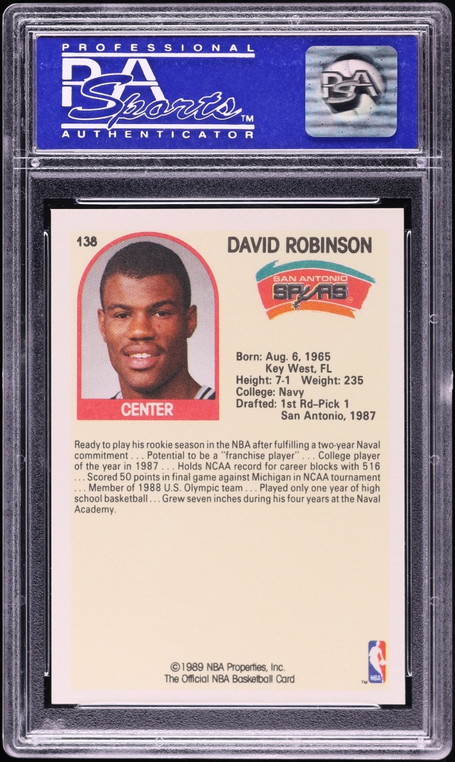 1989 Hoops David Robinson ROOKIE #138 PSA 9 MINT