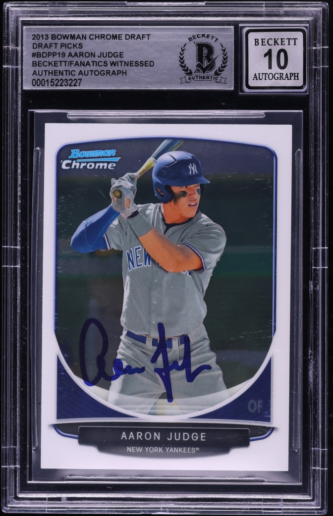 2013 Bowman Chrome Draft Refractor Aaron Judge PROSPECT AUTO #BDPP19 BGS AUTH