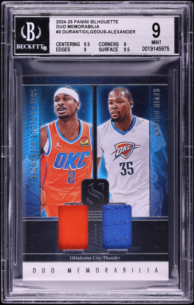 2024 Panini Silhouette Duo Kevin Durant & Shai Gilgeous-Alexander PATCH #DUO-OKC BGS 9 MINT
