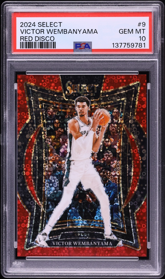 2024 Select Concourse Red Disco Prizm Victor Wembanyama /49 #9 PSA 10 GEM MINT