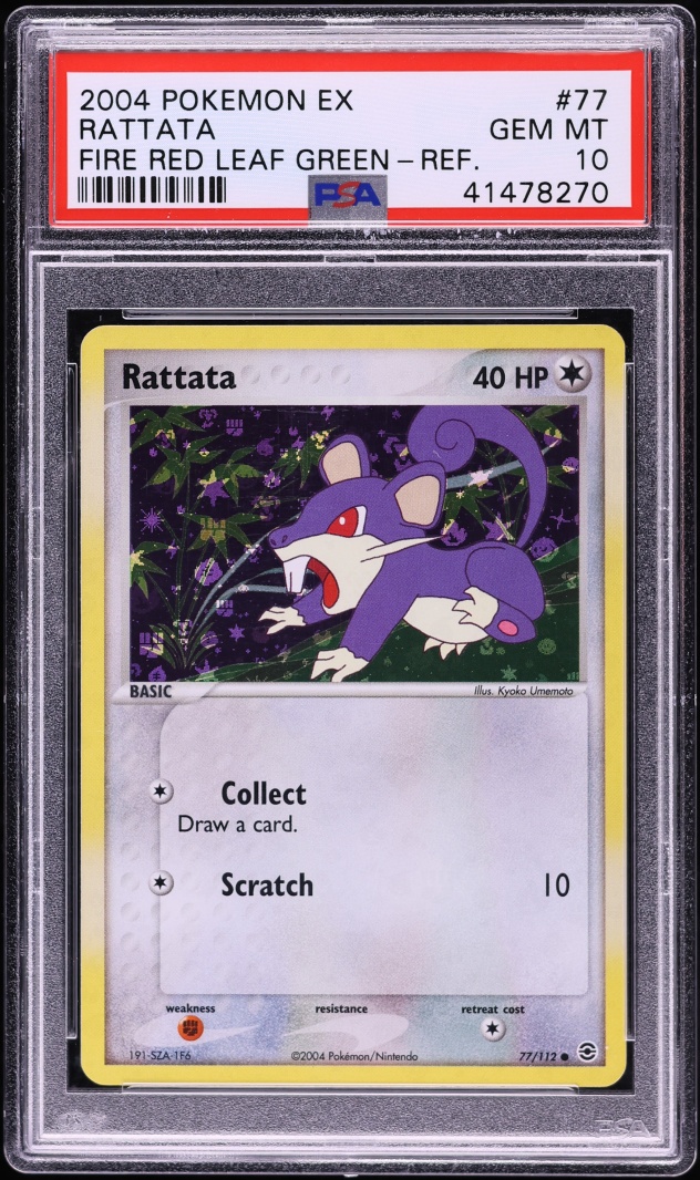 2004 Pokemon EX FireRed & LeafGreen Reverse Holo Rattata #77 PSA 10 GEM MINT