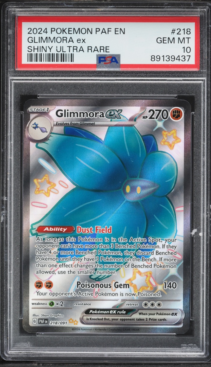 2024 Pokemon Scarlet & Violet Paldean Fates Full Art Shiny Glimmora ex #218 PSA 10 GEM MINT