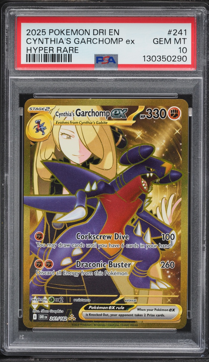 2025 Pokemon Scarlet & Violet Destined Rivals Gold Rare Cynthia's Garchomp EX #241 PSA 10 GEM