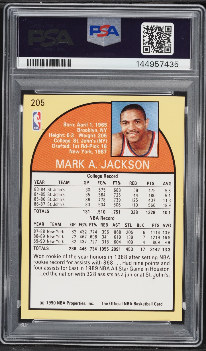 1990 Hoops Mark Jackson #205 PSA 8 NM-MT