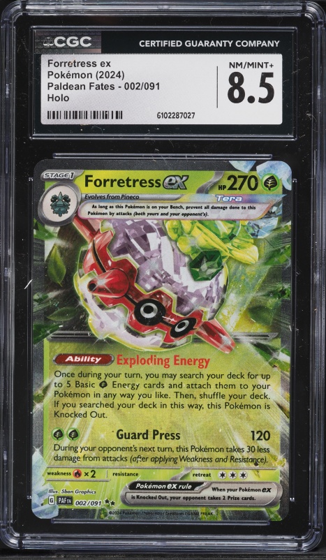 2024 Pokemon Scarlet & Violet Paldean Fates Forretress EX #2 CGC 8.5 NM-MT+