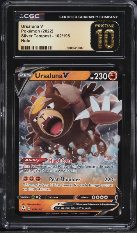 2022 Pokemon Sword & Shield Silver Tempest Ursaluna V #102 CGC 10 PRISTINE