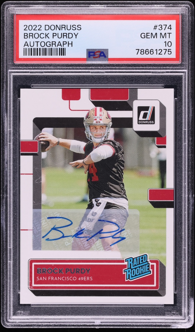 2022 Donruss Football Brock Purdy ROOKIE AUTO #374 PSA 10 GEM MINT
