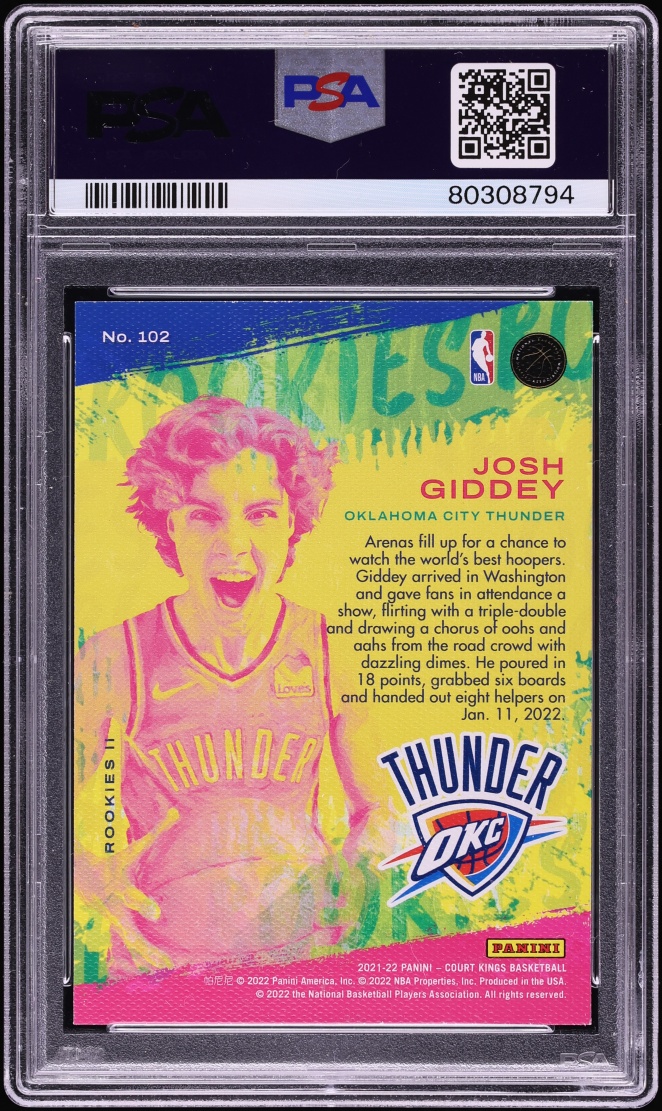 2021 Panini Court Kings Josh Giddey ROOKIE #102 PSA 9 MINT