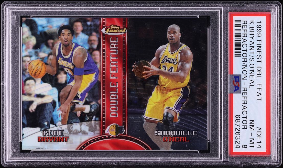 1999 Finest Double Feature Refractor & Non Refractor Kobe Bryant & Shaquille O'Neal #DF14 PSA 8