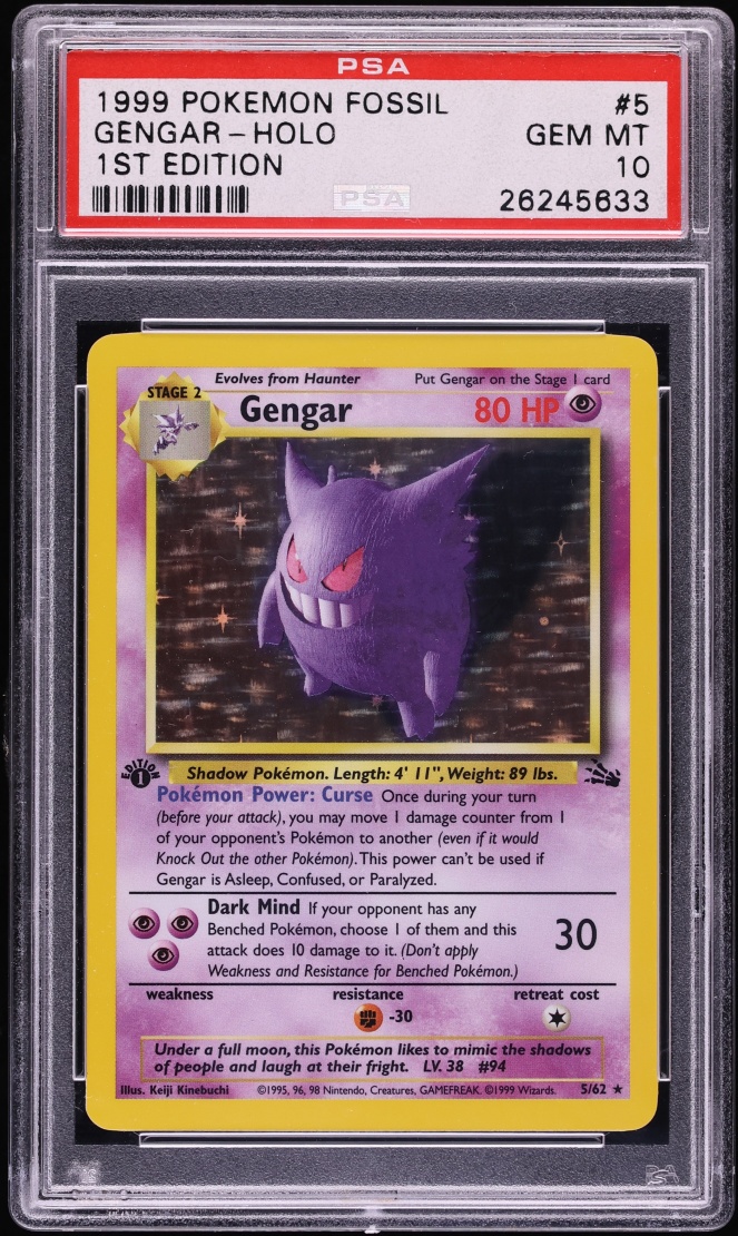 1999 Pokemon Fossil 1st Edition Holo Gengar #5 PSA 10 GEM MINT