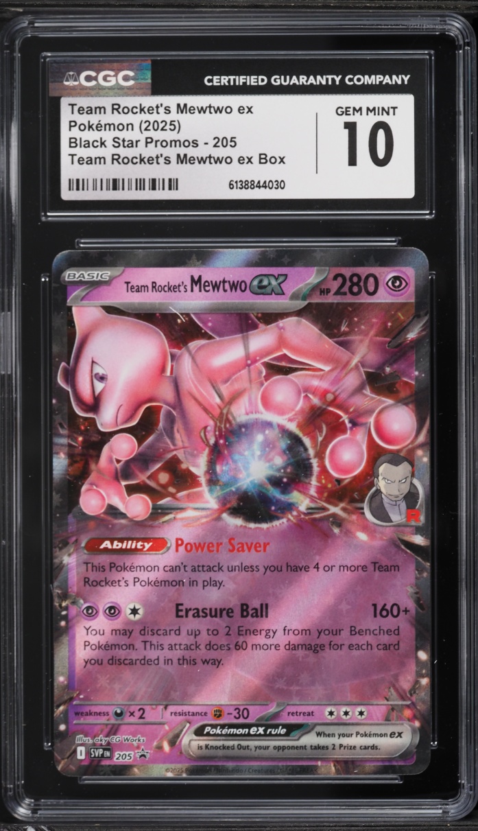 2025 Pokemon Scarlet & Violet Promo Holo Team Rocket's Mewtwo ex #205 CGC 10 GEM MINT