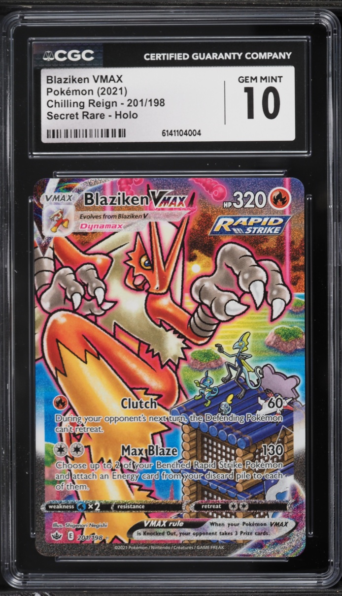 2021 Pokemon Sword & Shield Chilling Reign SEC Blaziken VMAX #201 CGC 10 GEM MINT