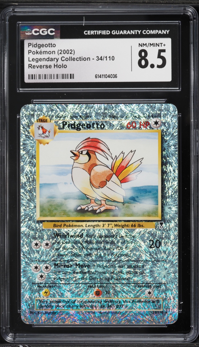 2002 Pokemon Legendary Collection Reverse Holo Pidgeotto #34 CGC 8.5 NM-MT+