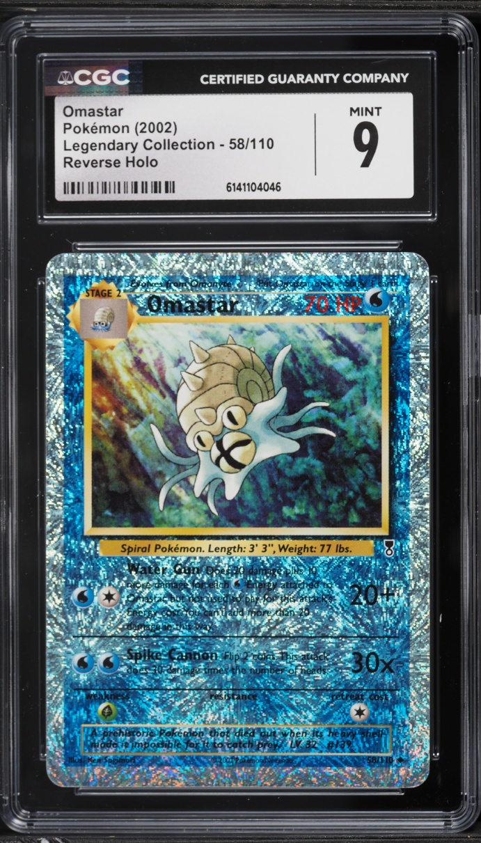 2002 Pokemon Legendary Collection Reverse Holo Omastar #58 CGC 9 MINT