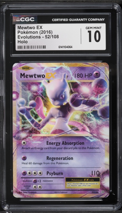 2016 Pokemon XY Evolutions Holo Mewtwo EX #52 PSA 10 GEM MINT on