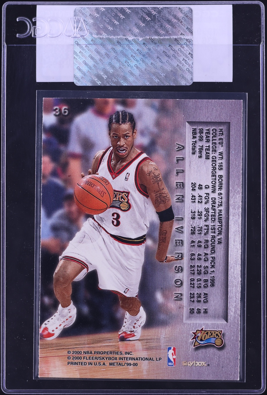1999 Metal Basketball Allen Iverson #36 CGC AUTH