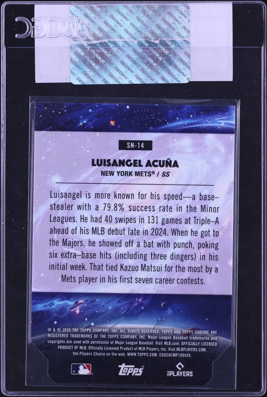 2025 Topps Chrome Cosmic Stella Nova Die-Cut Luisangel Acuna ROOKIE #SN-14 CGC AUTH