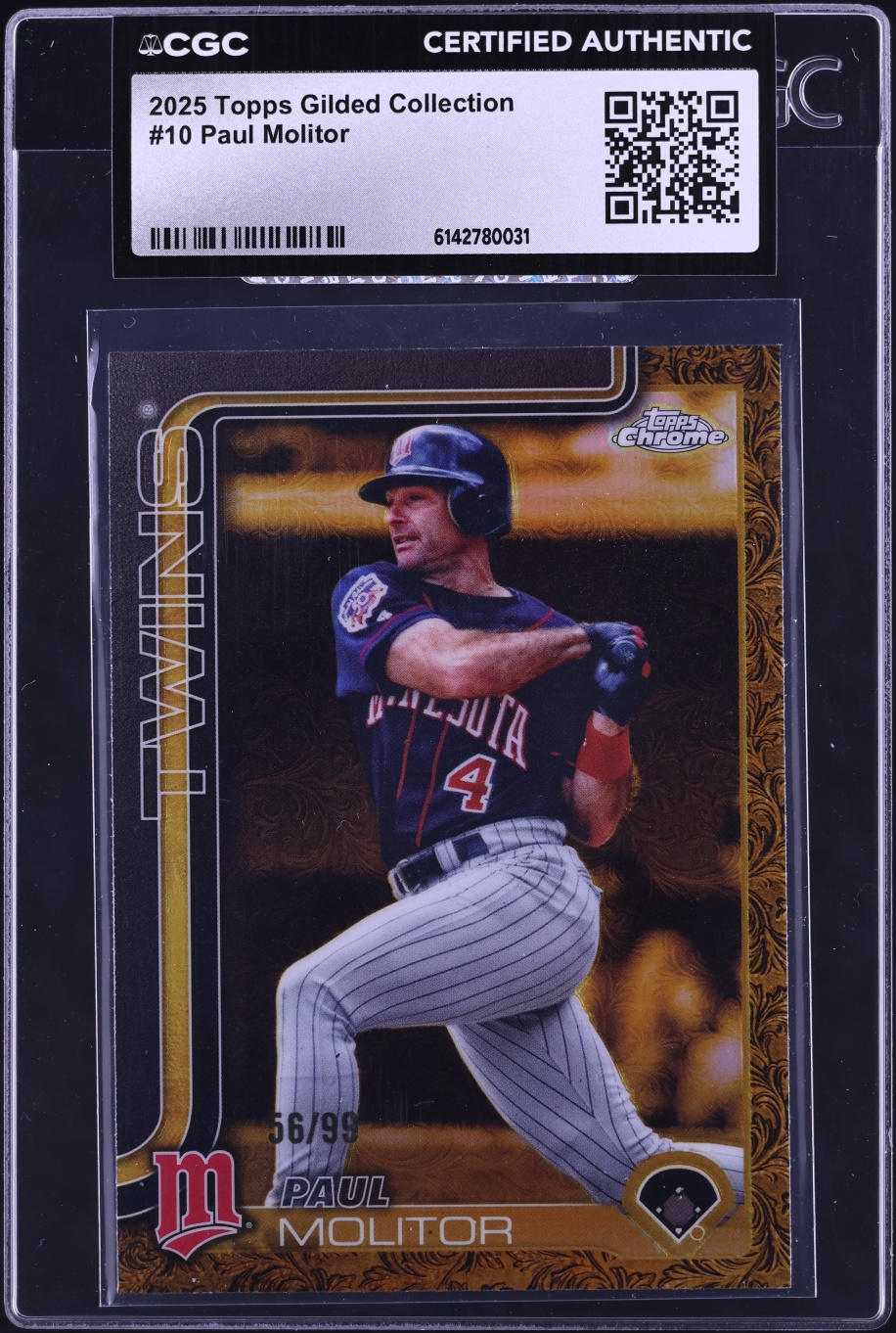 2025 Topps Chrome Gilded Collection Paul Molitor /99 #10 CGC AUTH
