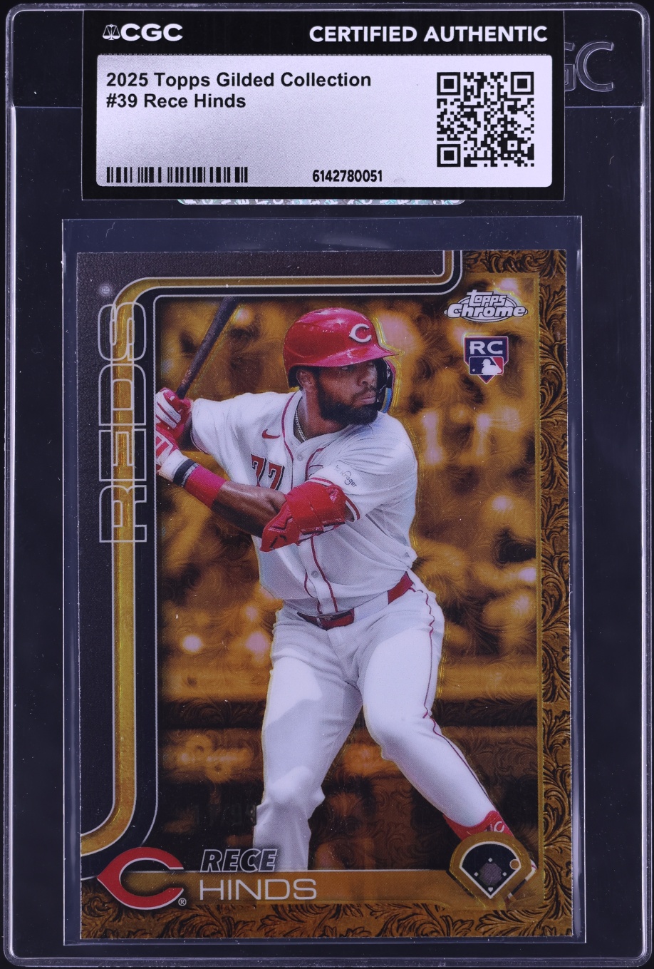 2025 Topps Chrome Gilded Collection Rece Hinds ROOKIE /99 #39 CGC AUTH