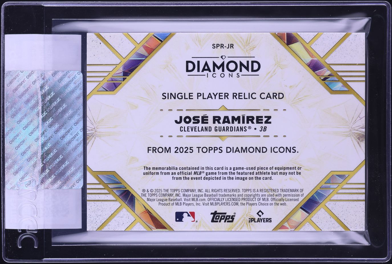 2025 Topps Diamond Icons Single Player Jose Ramirez PATCH /25 #SPR-JR CGC AUTH