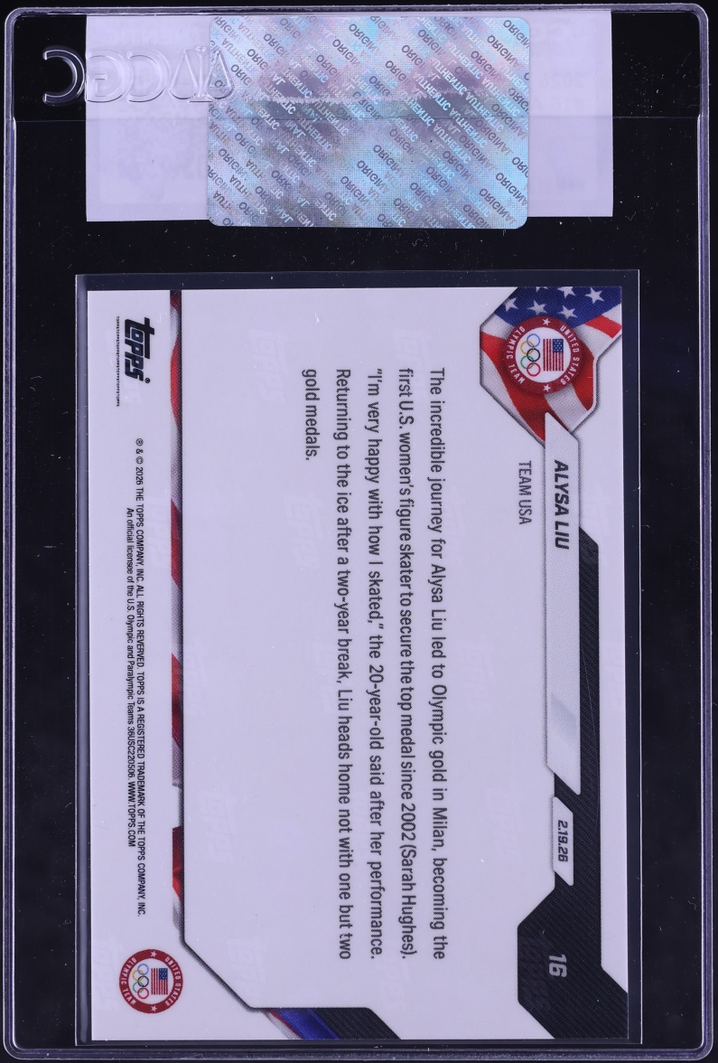 2026 Topps Now Olympics Alysa Liu #16 CGC AUTH