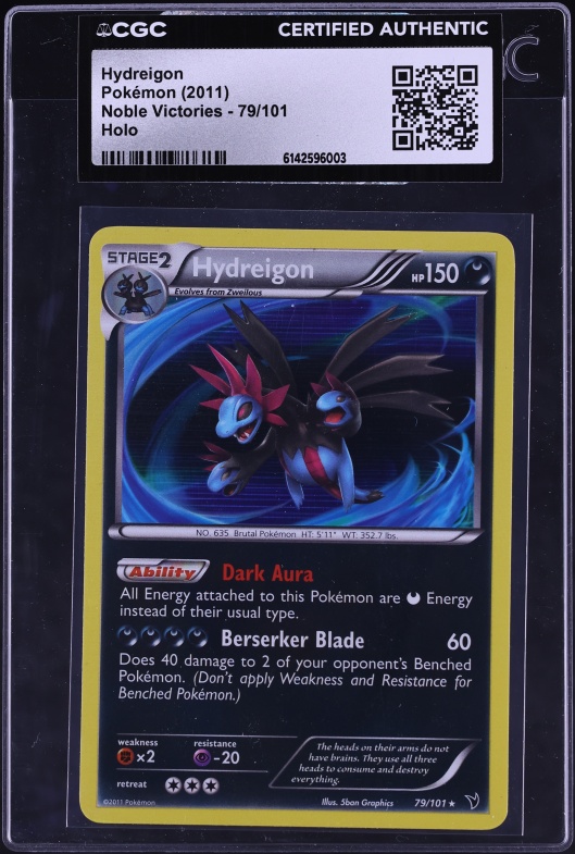 2011 Pokemon Black & White Noble Victories Holo Hydreigon #79 CGC AUTH