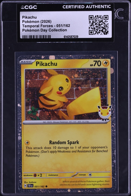2026 Pokemon Scarlet & Violet Temporal Forces Day Collection Pikachu #51 CGC AUTH on Fanatics Collect 2026 Pokemon Scarlet & Violet Temporal Forces Day Collection Pikachu #51 CGC AUTH on Fanatics Collect