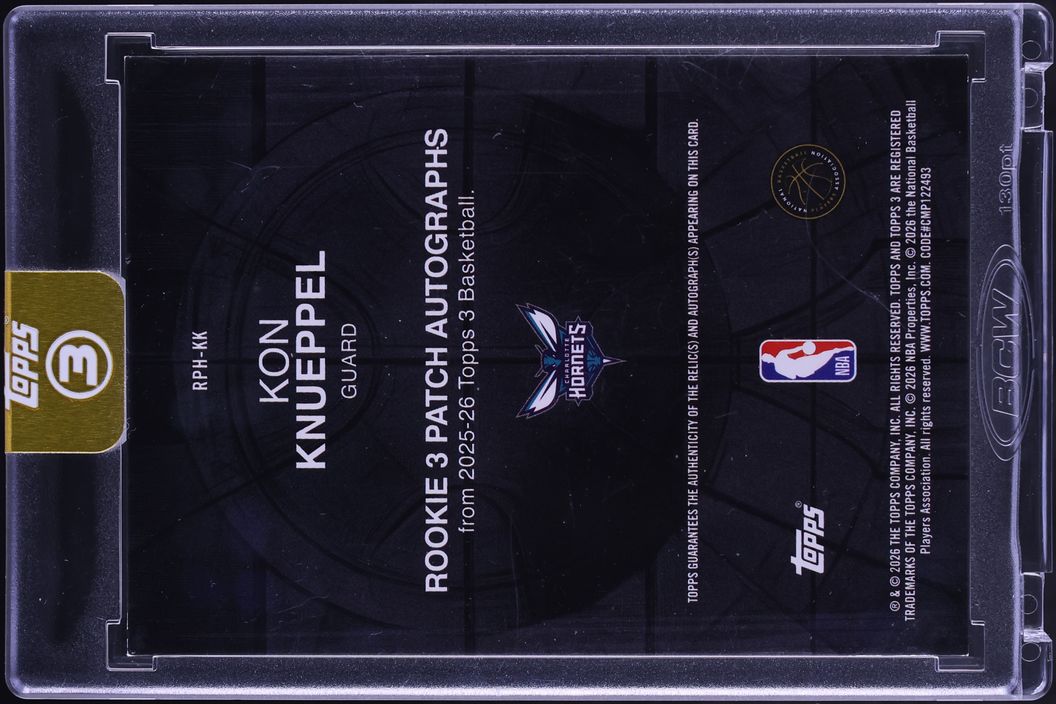 2025 Topps Three Emerald Kon Knueppel ROOKIE PATCH AUTO /8 #RPH-KK