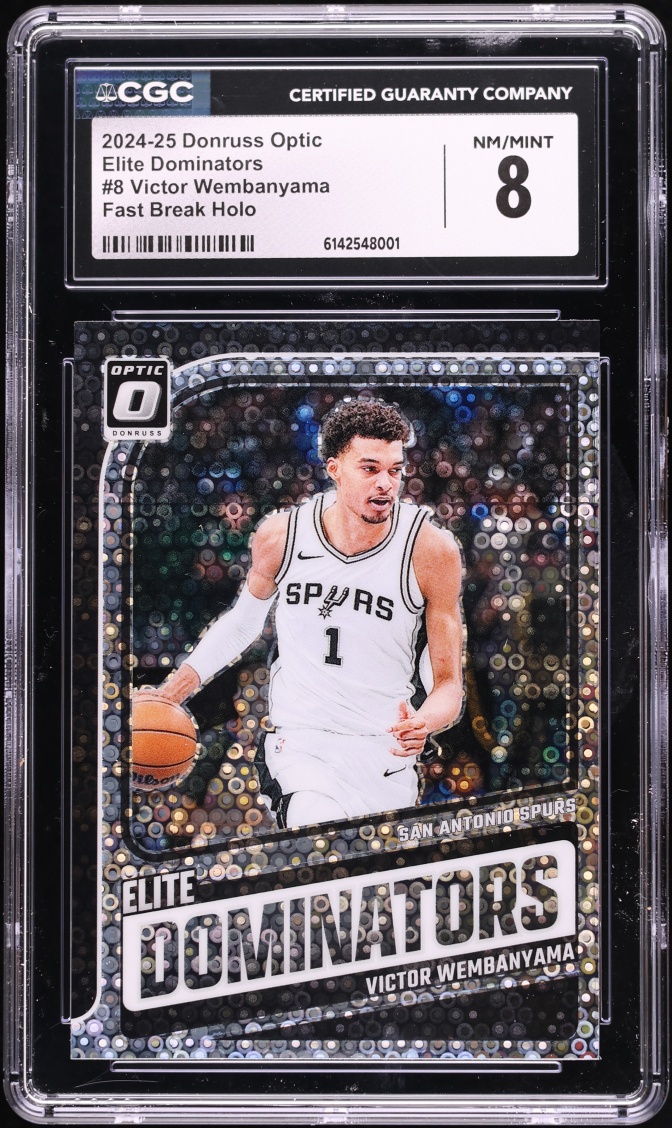2024 Donruss Optic Elite Dominators Fast Break Holo Victor Wembanyama #8 CGC 8 NM-MT