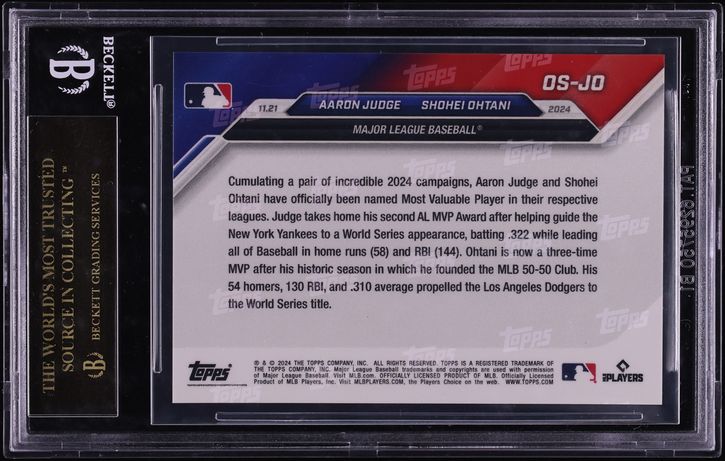 2024 Topps Now Offseason Aaron Judge Shohei Ohtani #OSJO BGS 10 BLACK LABEL