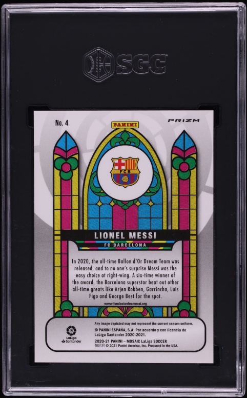 2020 Panini Mosaic La Liga Stained Glass Lionel Messi #4 SGC 10 GEM MINT