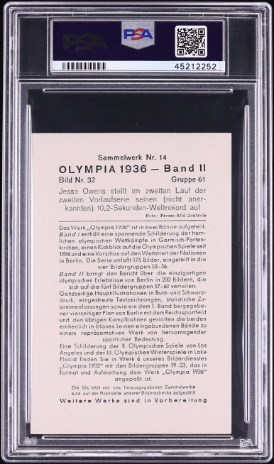 1936 Reemstma Olympia Band II Jesse Owens #32 PSA 7 NRMT