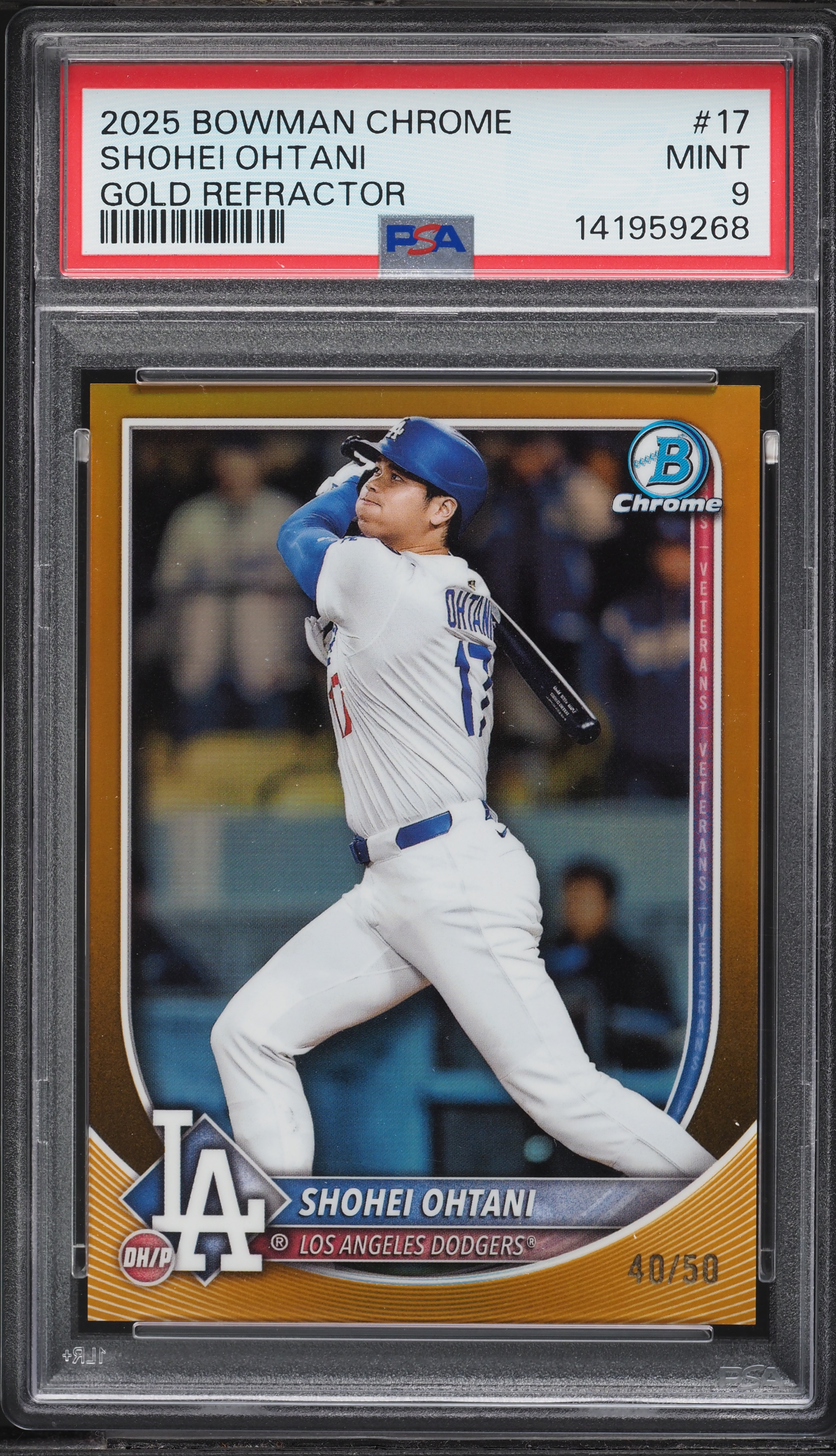 2025 Bowman Chrome Gold Refractor Shohei Ohtani /50 #17 PSA 9 MINT