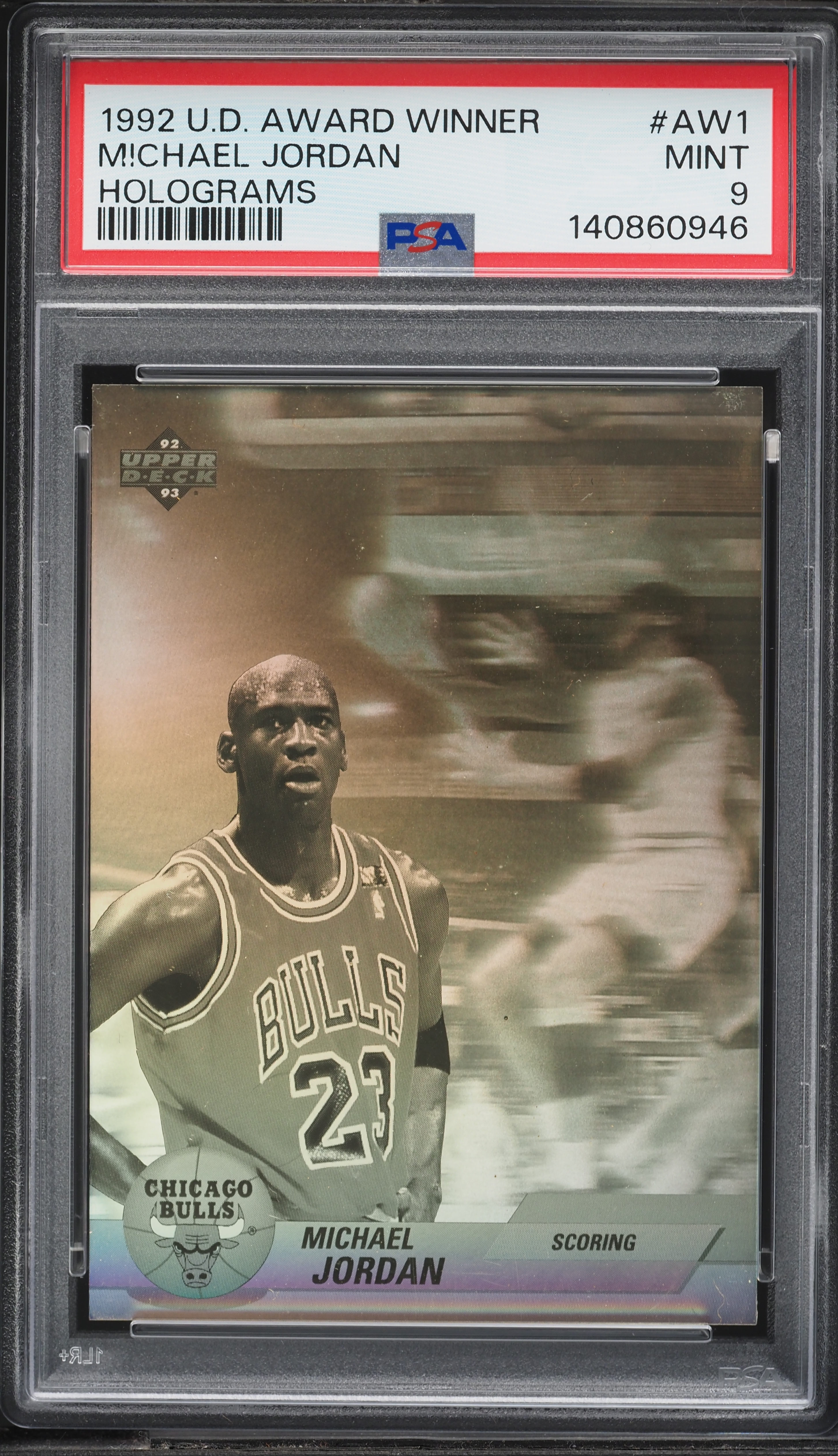michael jordan upper deck holographic card 1991-1992 #AW1 Hologram 1992 Upper Deck Award Winner