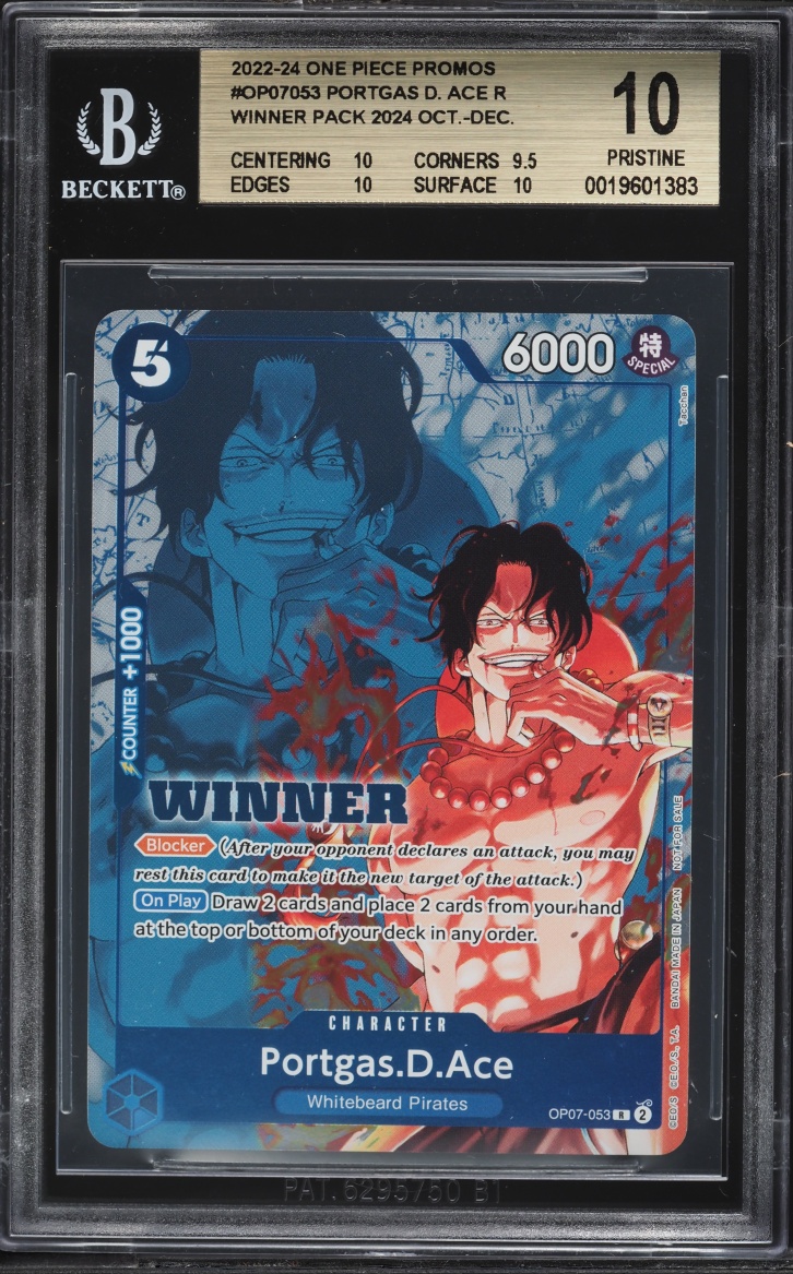 2022 One Piece Promo Winner Pack '24 Portgas D. Ace #OP07-053 BGS 10 PRISTINE