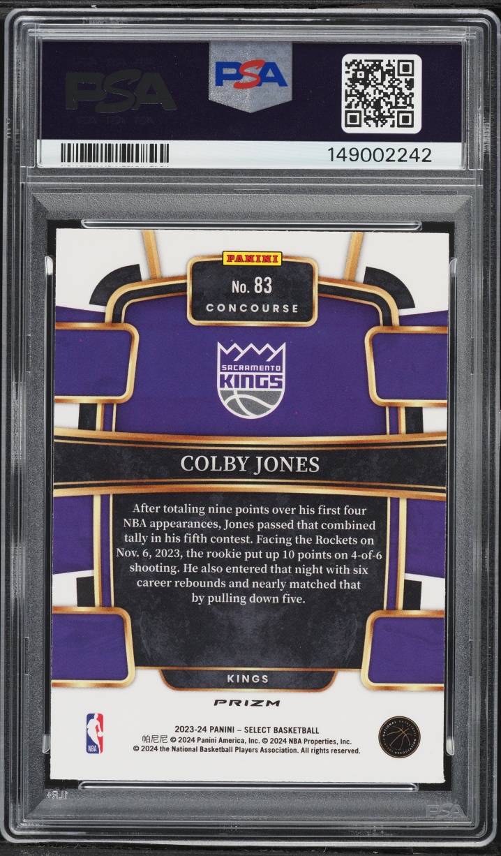 2023 Select Concourse Tiger Prizm Colby Jones ROOKIE #83 PSA 7 NRMT