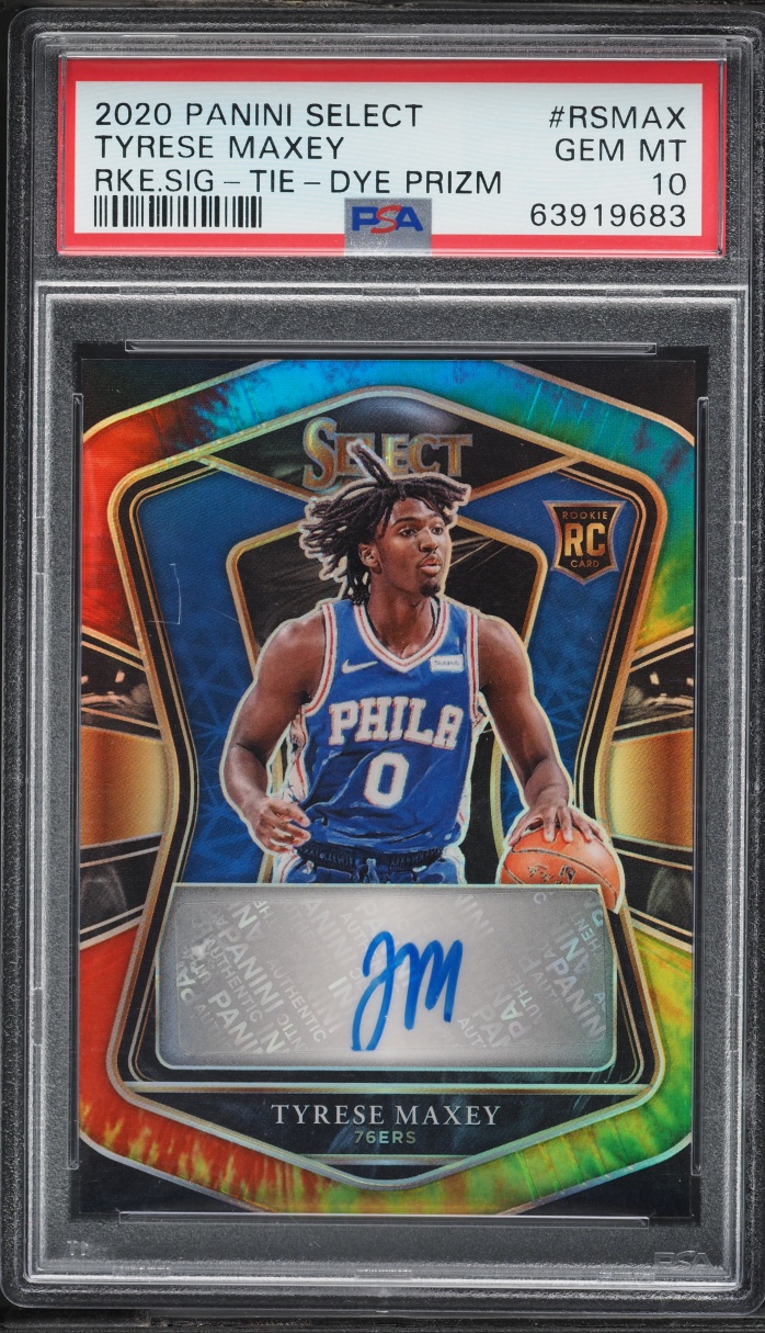 2020 Select Tie-Dye Prizm Tyrese Maxey AUTO ROOKIE /25 #RS-MAX PSA 10 GEM MINT