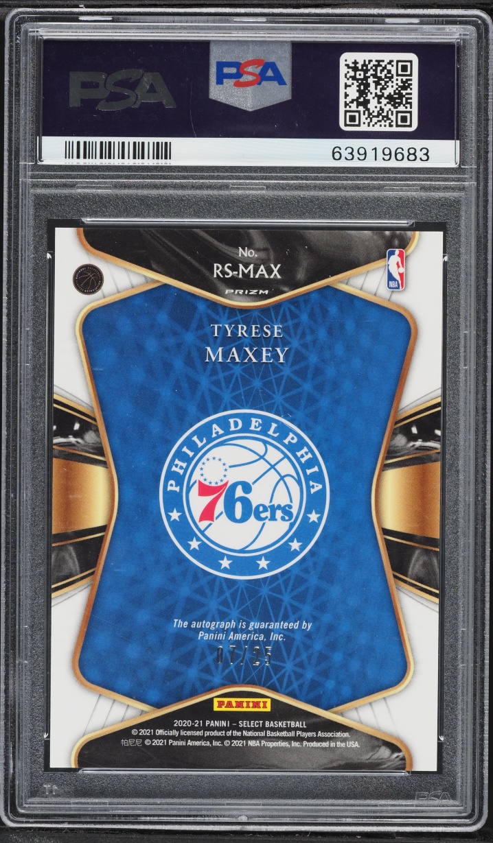 2020 Select Tie-Dye Prizm Tyrese Maxey AUTO ROOKIE /25 #RS-MAX PSA 10 GEM MINT