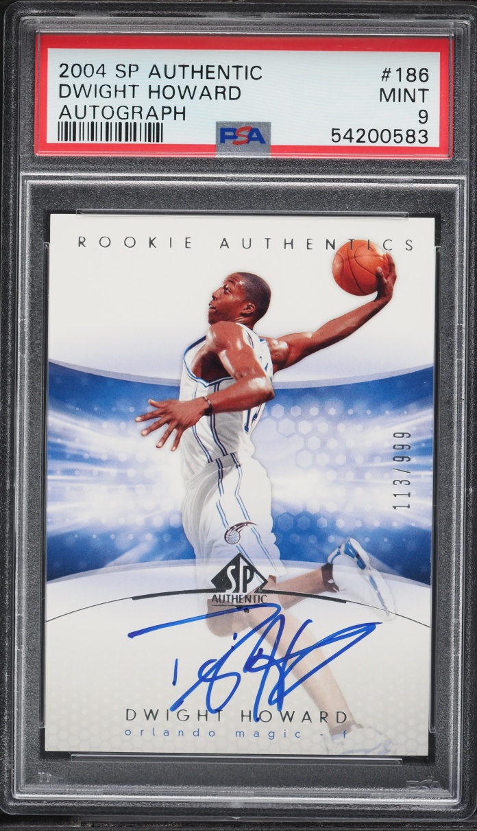 2004 SP Authentic Dwight Howard ROOKIE AUTO /999 #186 PSA 9 MINT