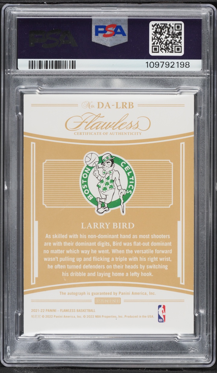 2021 Panini Flawless Distinguished Larry Bird AUTO /25 #DA-LRB PSA 9 MINT