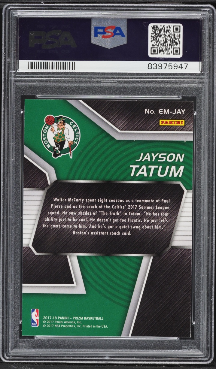 2017 Panini Prizm Emergent Jayson Tatum ROOKIE #EM-JAY PSA 10 GEM MINT