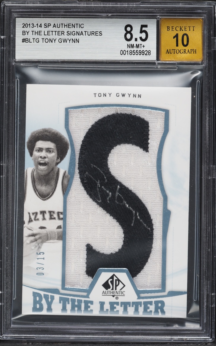 2013 SP Authentic By The Letter Signatures Tony Gwynn PATCH AUTO /15 #BLTG BGS 8.5 NM-MT+