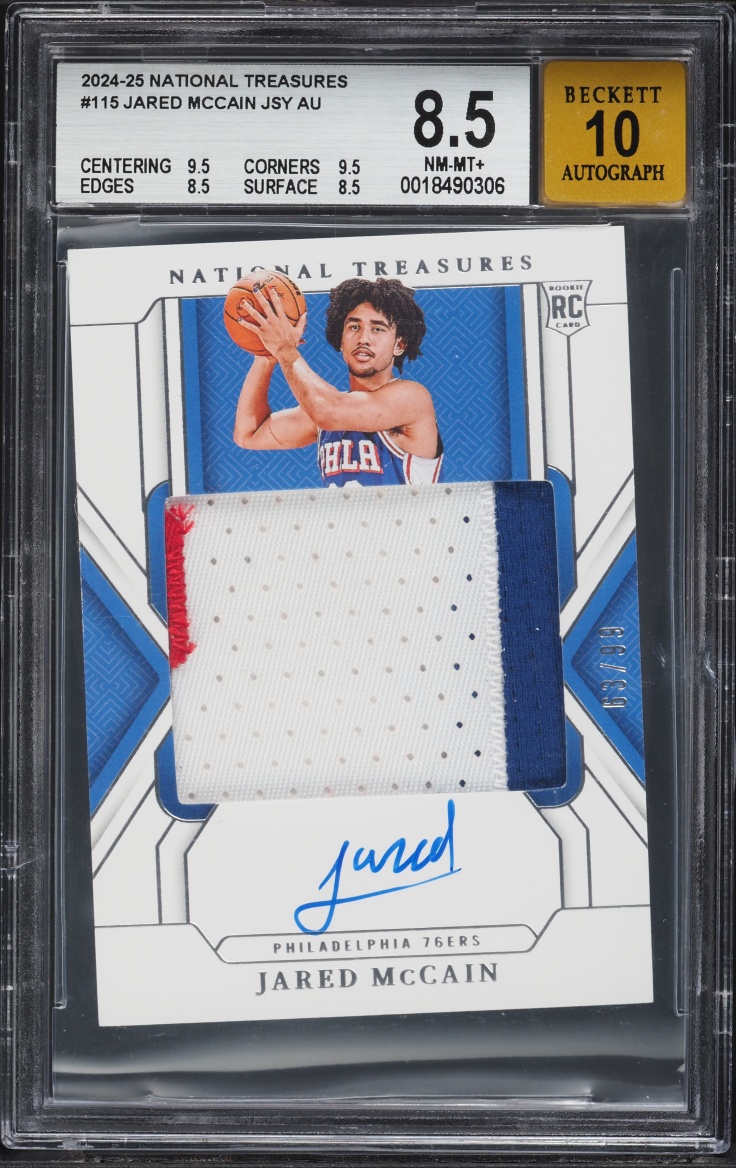 2024 National Treasures Jared McCain ROOKIE PATCH AUTO /99 #115 BGS 8.5 NM-MT+