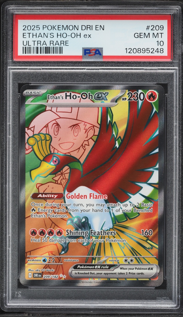2025 Pokemon Scarlet & Violet Destined Rivals Full Art Ethan's Ho-Oh ex #209 PSA 10 GEM MINT graded card