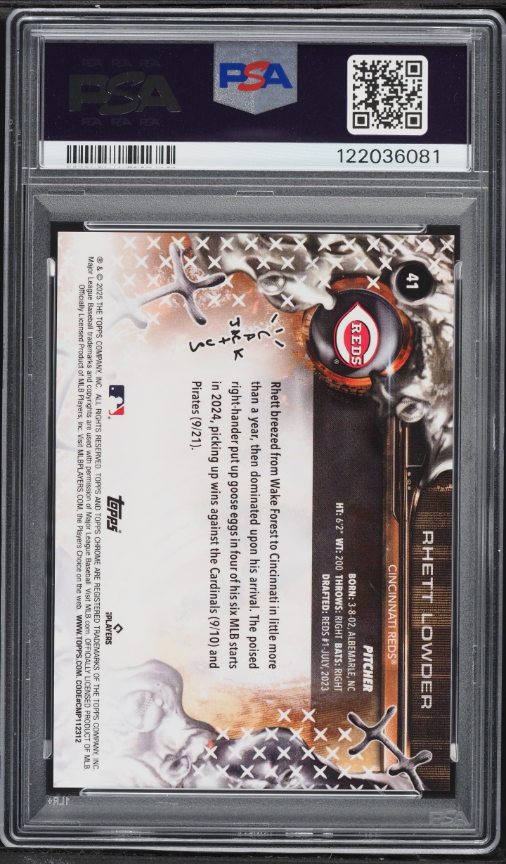 2025 Topps Chrome X Cactus Jack Rhett Lowder ROOKIE #41 PSA 10 GEM MINT