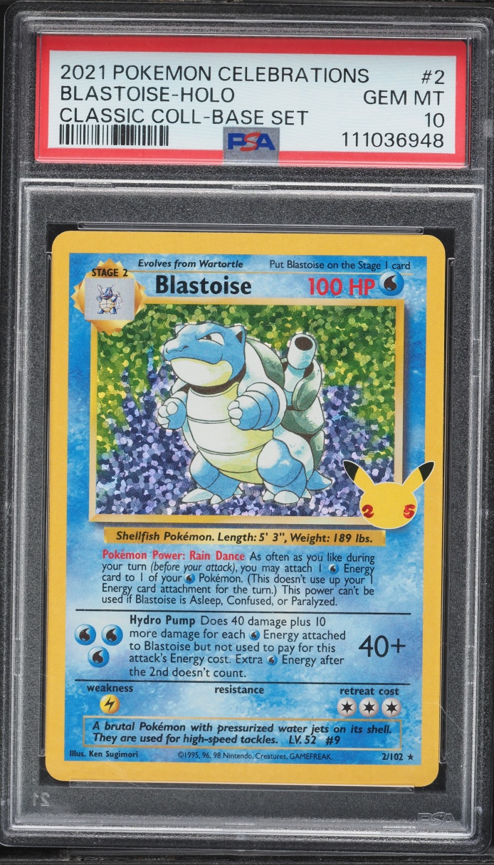 2021 Pokemon Sword & Shield Celebrations Classic Collection Holo Blastoise #2 PSA 10 GEM MINT