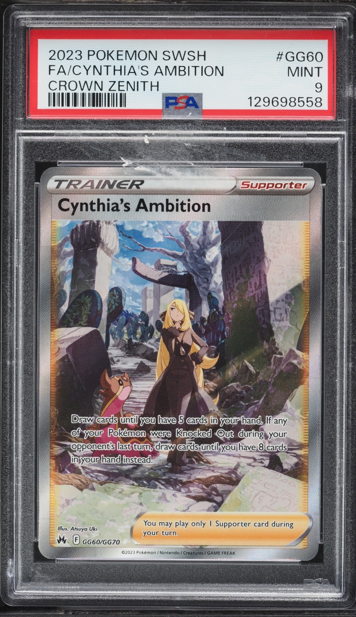 2023 Pokemon Sword & Shield Crown Zenith Full Art Cynthia's Ambition #GG60 PSA 9 MINT